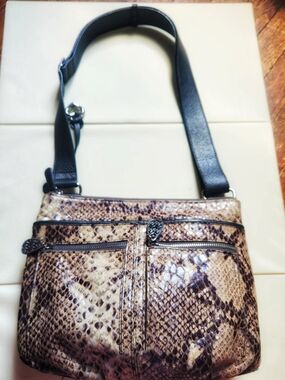 Brighton Snake-Print Crossbody in Brown and Black